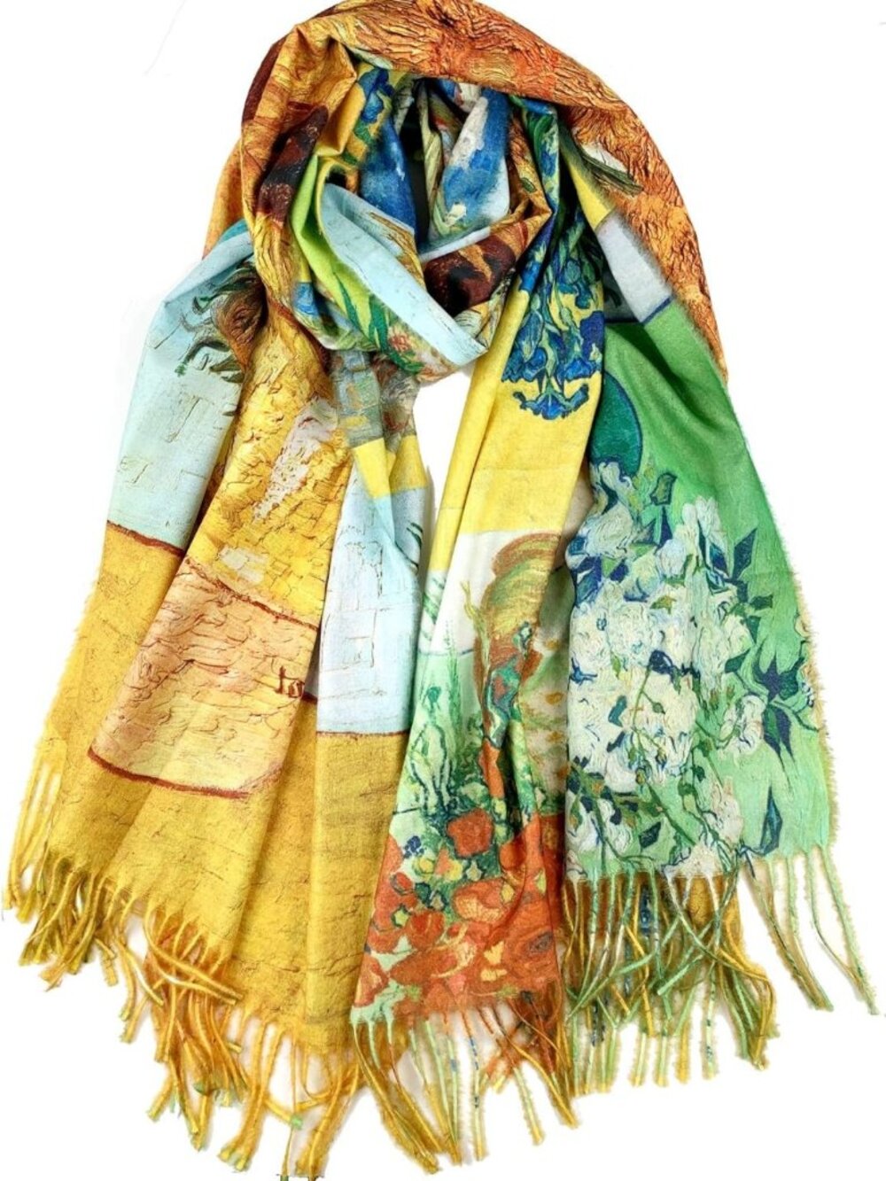 Super Soft Reversible Art Scarf | Double-Sided Shawl Inspired by Van Gogh